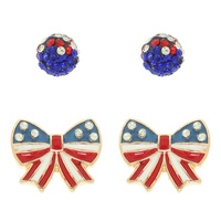 PATRIOTIC BOW CRYSTAL PAVE STUD EARRINGS